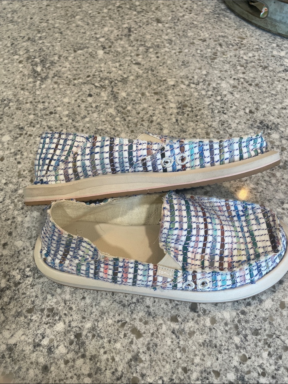 Sanuk Women's Slip-On Casual Flats in Multicolor Tweed - Picture 4 of 8